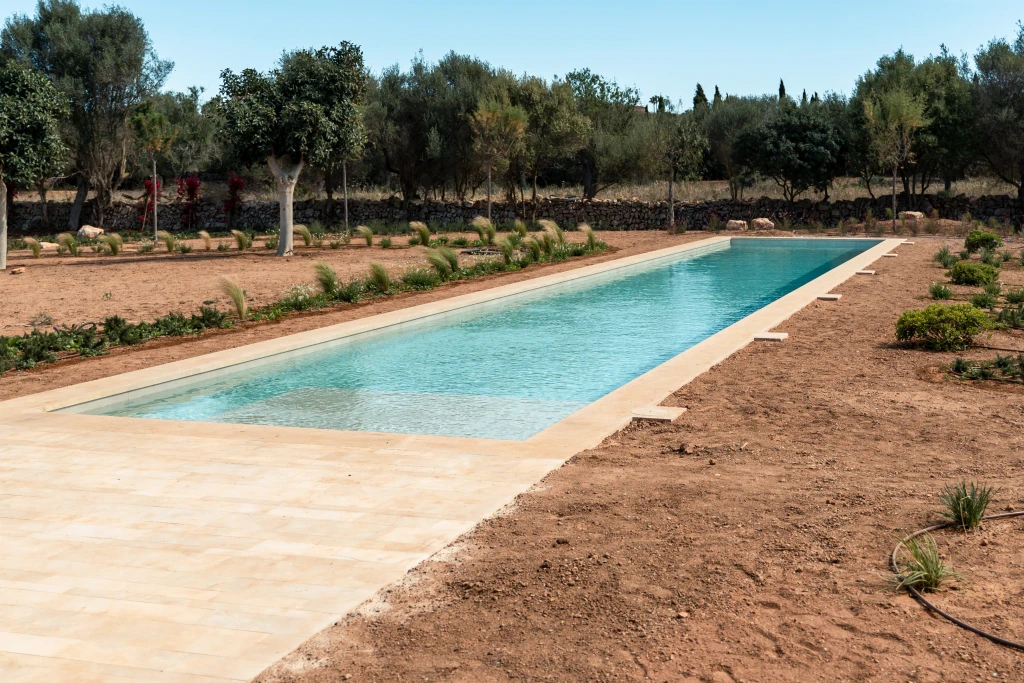 Swimming pool construction and technical installation process